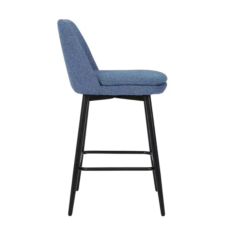 Tabourets de bar pivotants en lin/PU hauteur comptoir, lot de 2 – Dossier mi-hauteur, sans accoudoirs