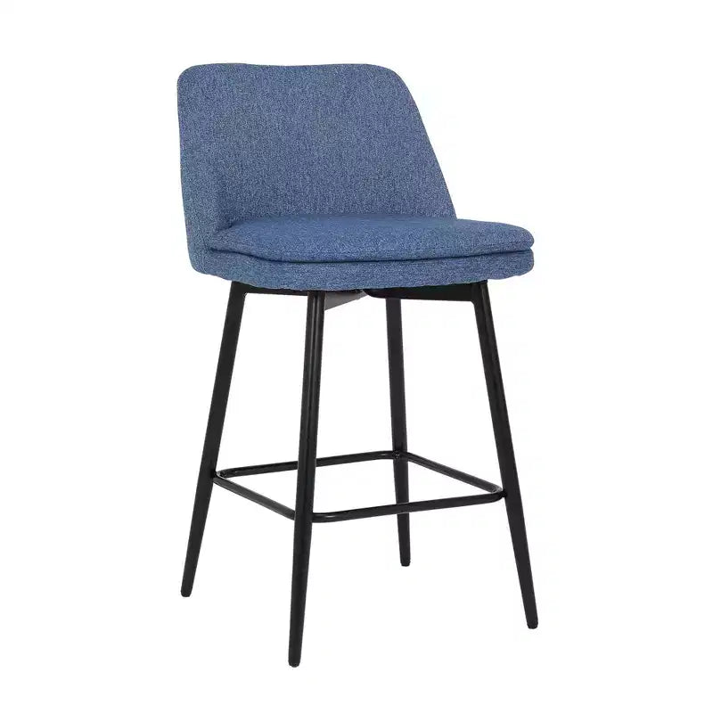 Tabourets de bar pivotants en lin/PU hauteur comptoir, lot de 2 – Dossier mi-hauteur, sans accoudoirs