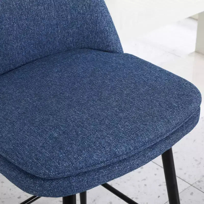 Tabourets de bar pivotants en lin/PU hauteur comptoir, lot de 2 – Dossier mi-hauteur, sans accoudoirs