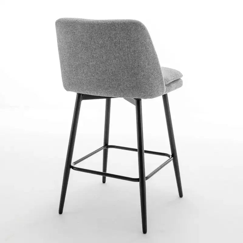 Tabourets de bar pivotants en lin/PU hauteur comptoir, lot de 2 – Dossier mi-hauteur, sans accoudoirs