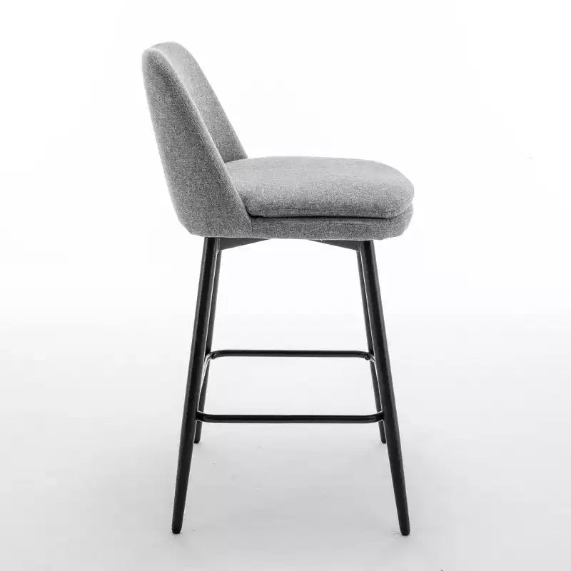 Tabourets de bar pivotants en lin/PU hauteur comptoir, lot de 2 – Dossier mi-hauteur, sans accoudoirs