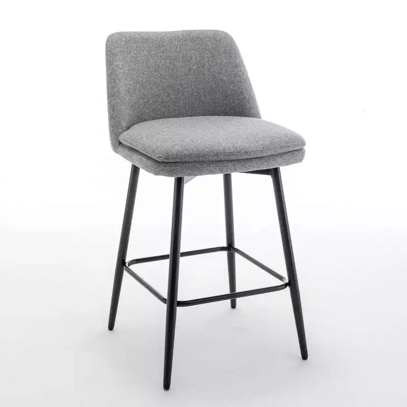 Tabourets de bar pivotants en lin/PU hauteur comptoir, lot de 2 – Dossier mi-hauteur, sans accoudoirs