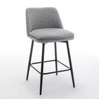 Tabourets de bar pivotants en lin/PU hauteur comptoir, lot de 2 – Dossier mi-hauteur, sans accoudoirs