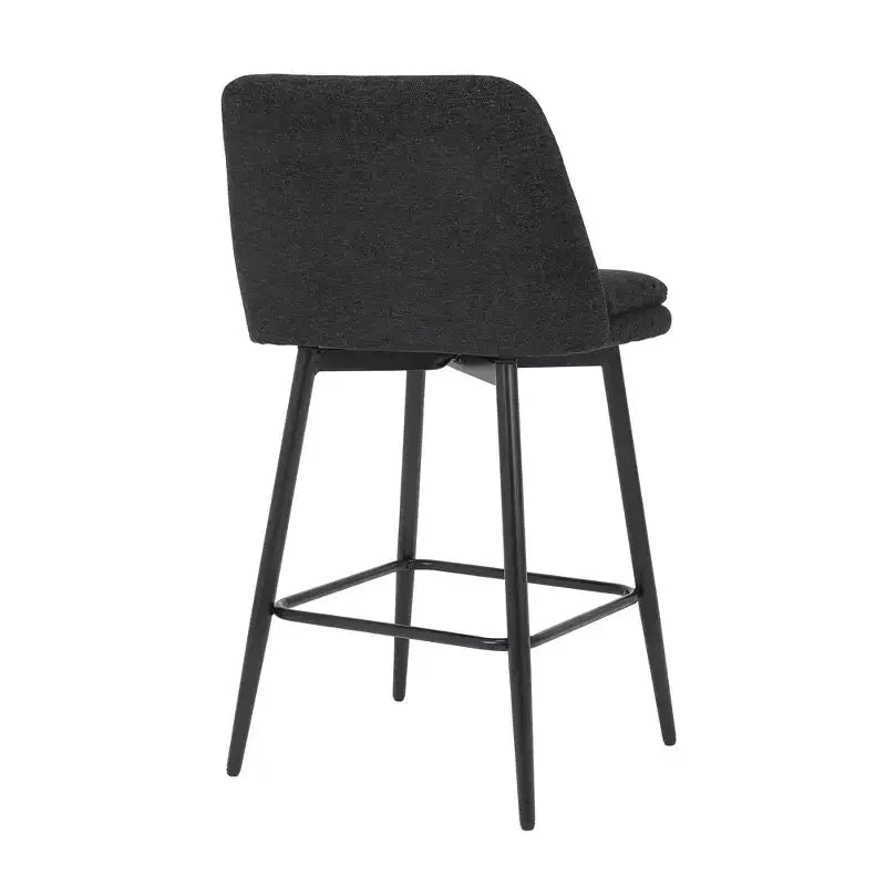 Tabourets de bar pivotants en lin/PU hauteur comptoir, lot de 2 – Dossier mi-hauteur, sans accoudoirs