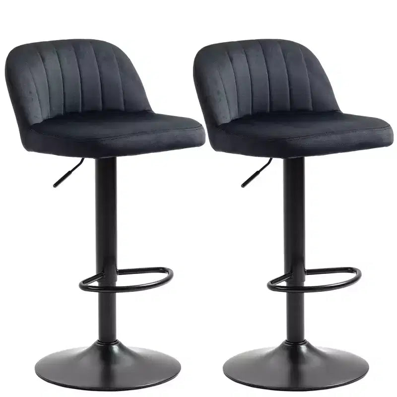 Tabourets de bar pivotants en lin/PU hauteur comptoir, lot de 2 – Dossier mi-hauteur, sans accoudoirs