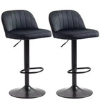 Tabourets de bar pivotants en lin/PU hauteur comptoir, lot de 2 – Dossier mi-hauteur, sans accoudoirs