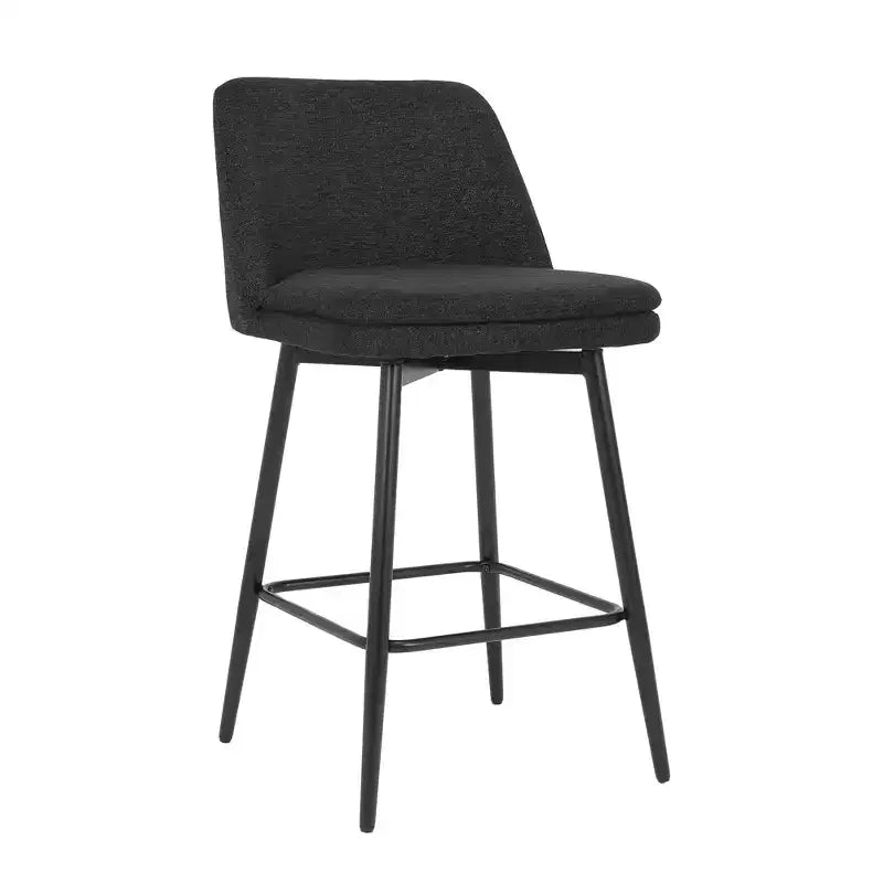 Tabourets de bar pivotants en lin/PU hauteur comptoir, lot de 2 – Dossier mi-hauteur, sans accoudoirs