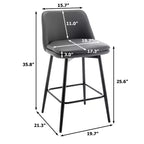 Tabourets de bar pivotants en lin/PU hauteur comptoir, lot de 2 – Dossier mi-hauteur, sans accoudoirs