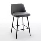Tabourets de bar pivotants en lin/PU hauteur comptoir, lot de 2 – Dossier mi-hauteur, sans accoudoirs