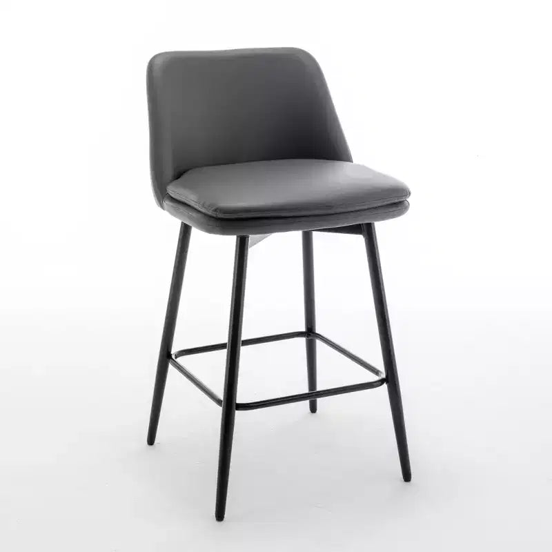 Tabourets de bar pivotants en lin/PU hauteur comptoir, lot de 2 – Dossier mi-hauteur, sans accoudoirs