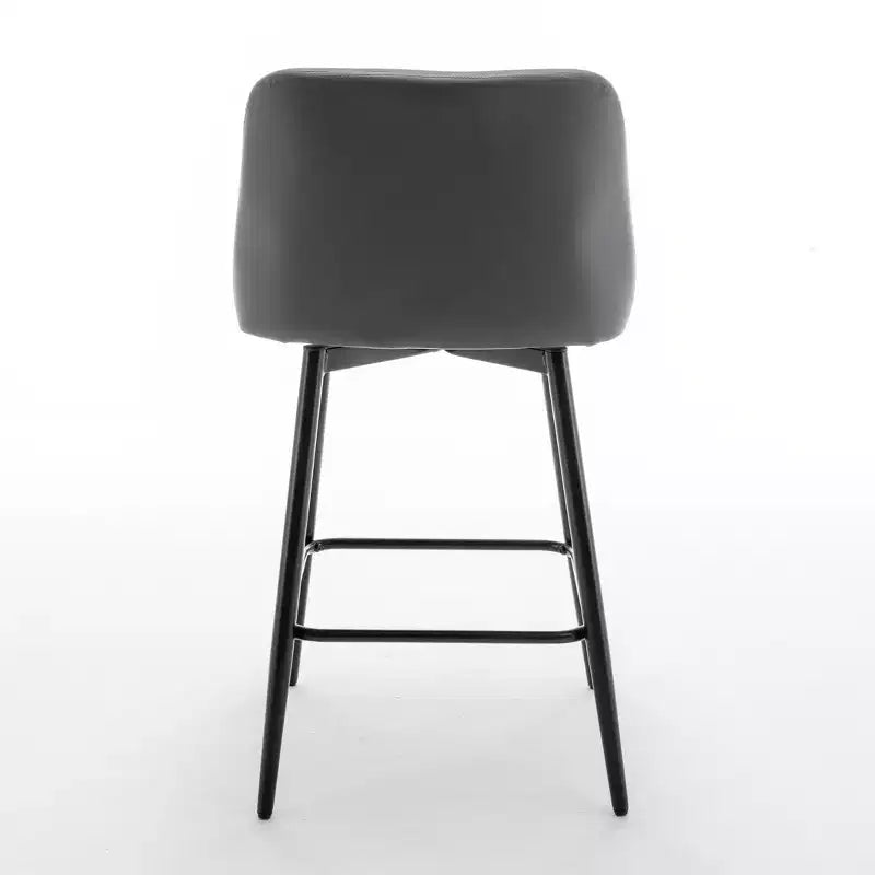 Tabourets de bar pivotants en lin/PU hauteur comptoir, lot de 2 – Dossier mi-hauteur, sans accoudoirs