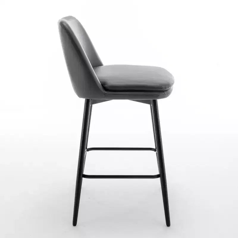 Tabourets de bar pivotants en lin/PU hauteur comptoir, lot de 2 – Dossier mi-hauteur, sans accoudoirs