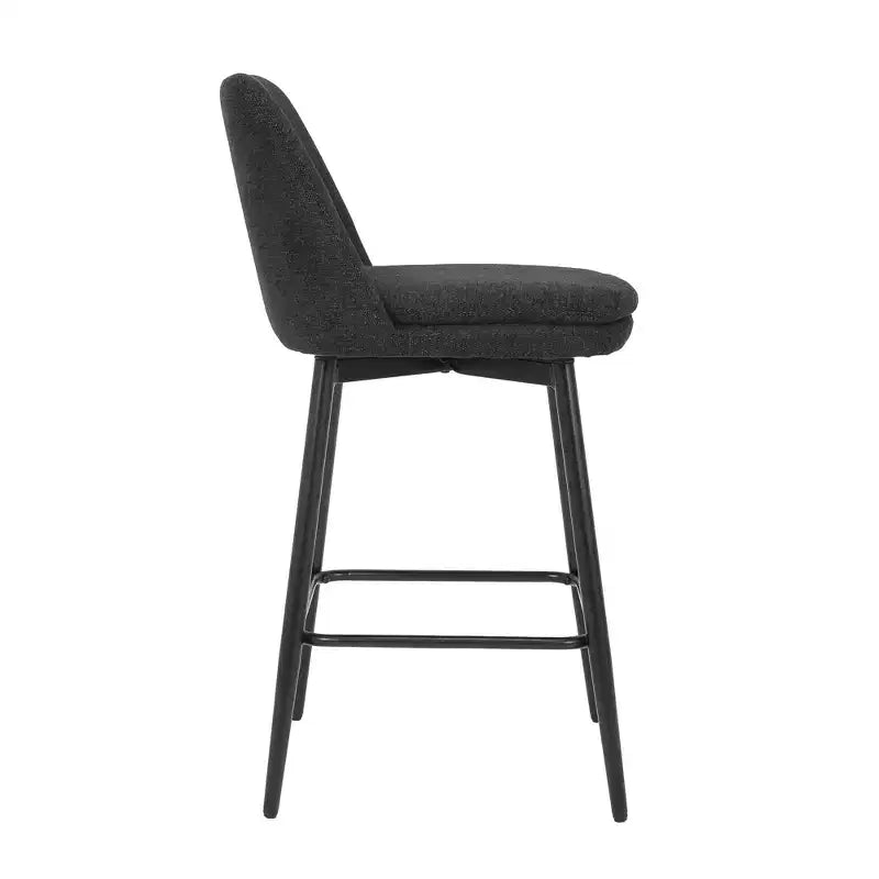Tabourets de bar pivotants en lin/PU hauteur comptoir, lot de 2 – Dossier mi-hauteur, sans accoudoirs