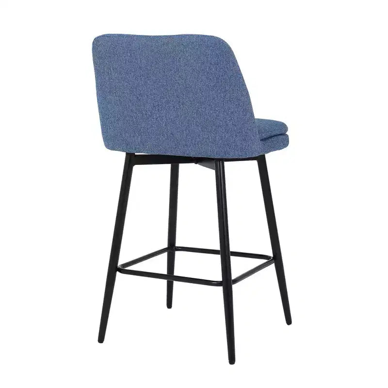 Tabourets de bar pivotants en lin/PU hauteur comptoir, lot de 2 – Dossier mi-hauteur, sans accoudoirs