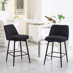 Tabourets de bar pivotants en lin/PU hauteur comptoir, lot de 2 – Dossier mi-hauteur, sans accoudoirs