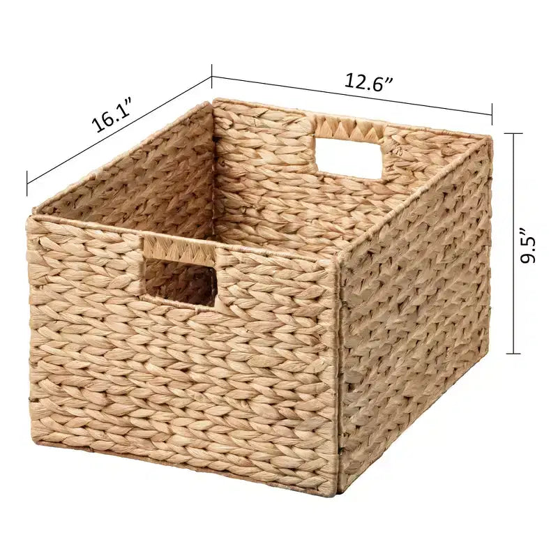 Console marron avec côtés en X, 2 étagères et 3 paniers
