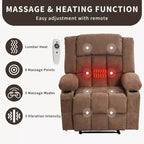 Fauteuil inclinable manuel avec fonction Chaleur et Massage – Bleu / Marron / Gris, Individuel