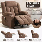 Fauteuil inclinable manuel avec fonction Chaleur et Massage – Bleu / Marron / Gris, Individuel
