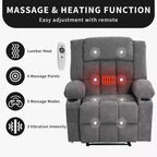 Fauteuil inclinable manuel avec fonction Chaleur et Massage – Bleu / Marron / Gris, Individuel