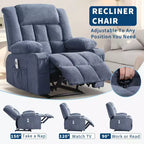 Fauteuil inclinable manuel avec fonction Chaleur et Massage – Bleu / Marron / Gris, Individuel