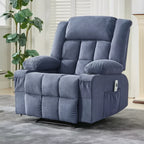 GustoWave Widen Manual Recliner Chair with Heat Massage - Overstuffed Single Sofa Lounge Chair with Remote Control 3 Recline Positions