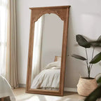Miroir mural long avec arche marron, 70" x 35", pour 1