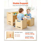 Table et 2 chaises pour tout-petits en bois naturel, rectangulaire, 3 pièces