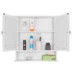 Meuble haut blanc avec portes à miroir double, 3 niveaux, 1 personne