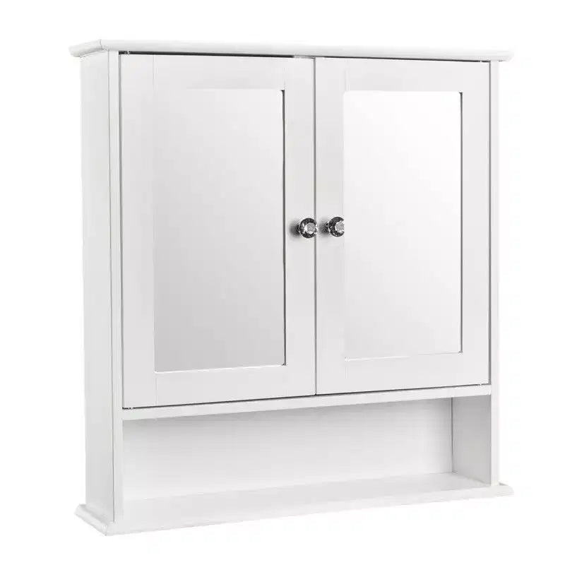 Meuble haut blanc avec portes à miroir double, 3 niveaux, 1 personne