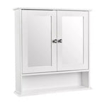 Meuble haut blanc avec portes à miroir double, 3 niveaux, 1 personne