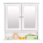 Meuble haut blanc avec portes à miroir double, 3 niveaux, 1 personne
