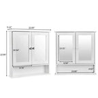 Meuble haut blanc avec portes à miroir double, 3 niveaux, 1 personne