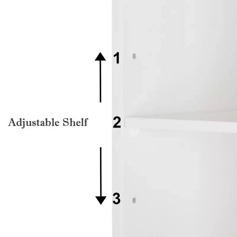 Meuble haut blanc avec portes à miroir double, 3 niveaux, 1 personne