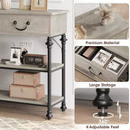 Table console 1 personne style industriel marron/gris avec 2 tiroirs et étagères ouvertes