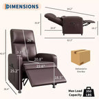 Fauteuil inclinable électrique une place Blanc/Marron/Noir, dossier haut, repose-pieds réglable