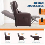 Fauteuil inclinable électrique une place Blanc/Marron/Noir, dossier haut, repose-pieds réglable