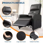 Fauteuil inclinable électrique une place Blanc/Marron/Noir, dossier haut, repose-pieds réglable