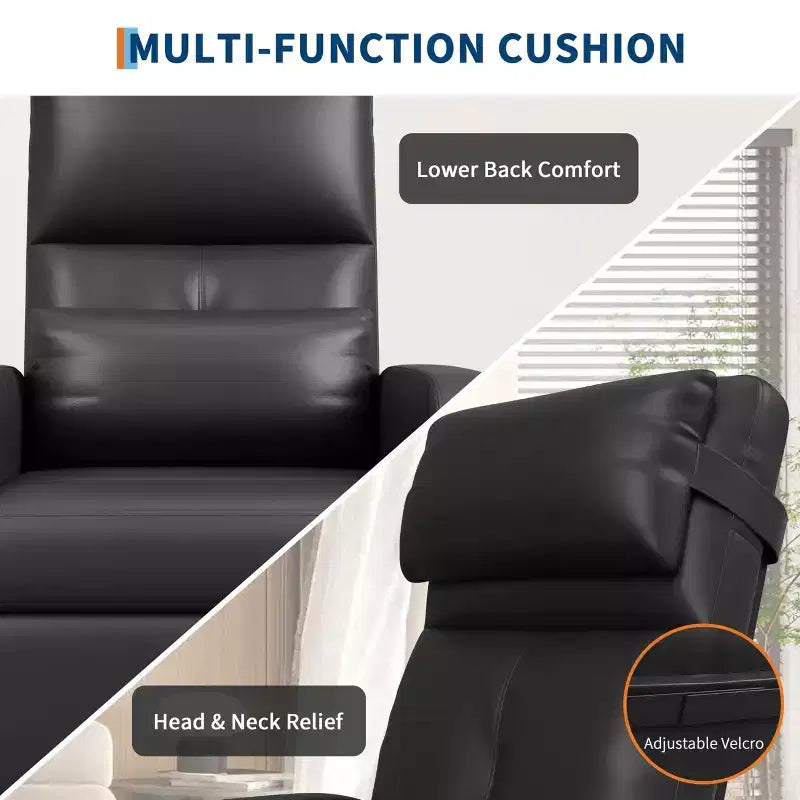 Fauteuil inclinable électrique une place Blanc/Marron/Noir, dossier haut, repose-pieds réglable