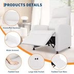 Fauteuil inclinable électrique une place Blanc/Marron/Noir, dossier haut, repose-pieds réglable