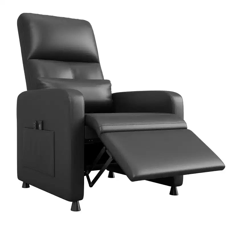 Fauteuil inclinable électrique une place Blanc/Marron/Noir, dossier haut, repose-pieds réglable