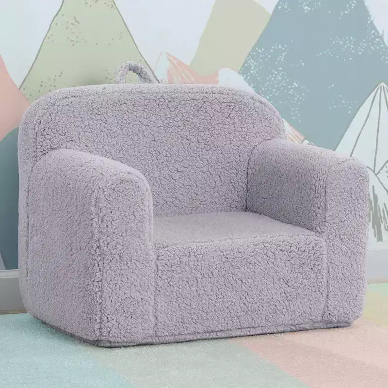 Fauteuil enfant en peluche – Gris / Rose vif / Bleu poudré / Rose / Bleu roi / Sauge, 1 place