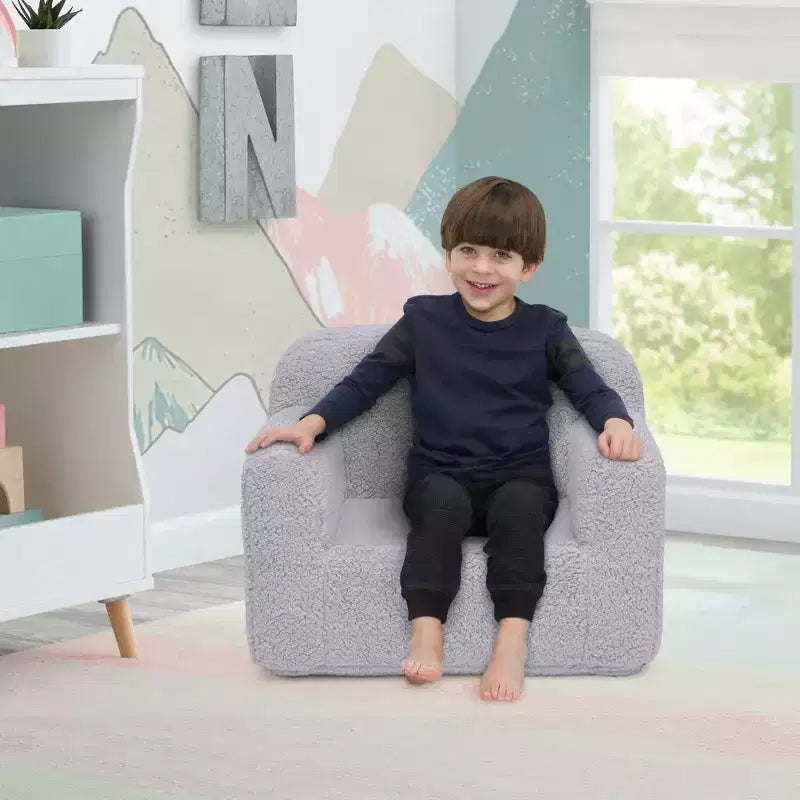 Fauteuil enfant en peluche – Gris / Rose vif / Bleu poudré / Rose / Bleu roi / Sauge, 1 place