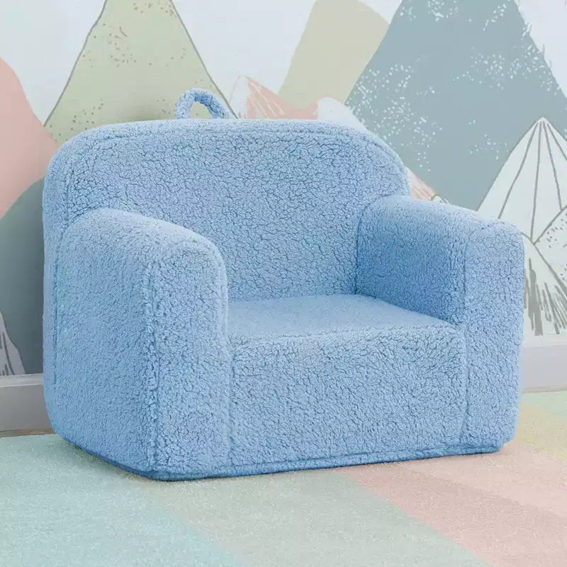 Fauteuil enfant en peluche – Gris / Rose vif / Bleu poudré / Rose / Bleu roi / Sauge, 1 place