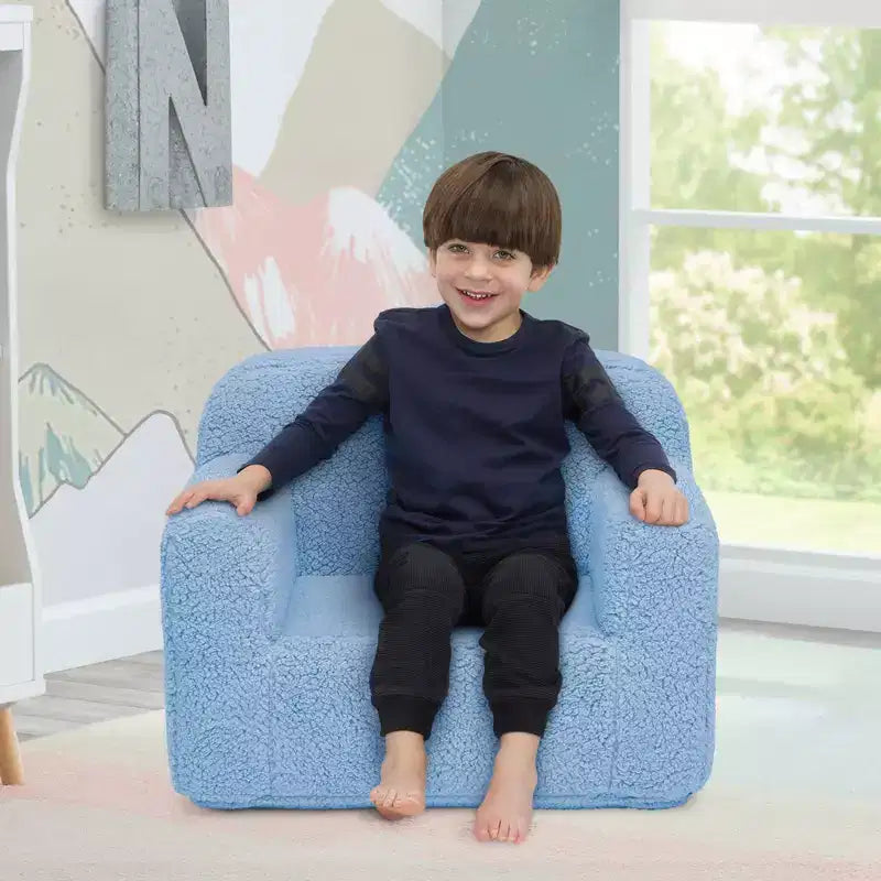 Fauteuil enfant en peluche – Gris / Rose vif / Bleu poudré / Rose / Bleu roi / Sauge, 1 place