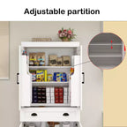Meuble de Rangement de Garde-Manger Moderne Blanc avec Tiroir et Étagères Réglables