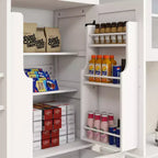 Meuble de Rangement de Garde-Manger Moderne Blanc avec Tiroir et Étagères Réglables