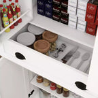 Meuble de Rangement de Garde-Manger Moderne Blanc avec Tiroir et Étagères Réglables