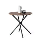 FurnitureR 31.5-Inch Round Dining Table for 2 People, Wooden Kitchen Table with Pedestal Base and Metal Legs for Caf, Restaurant, and Home Dining