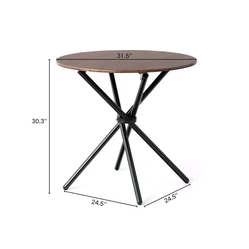 Table à manger ronde marron et noire, piédestal, 2 places