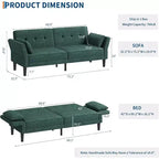 Canapé-lit futon en chenille, dossier et accoudoirs réglables, canapé-lit convertible 2 places